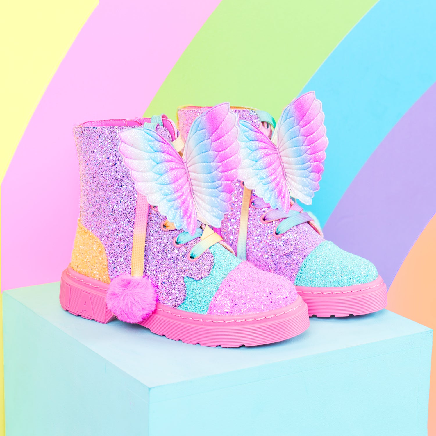 Girls rainbow glitter on sale shoes